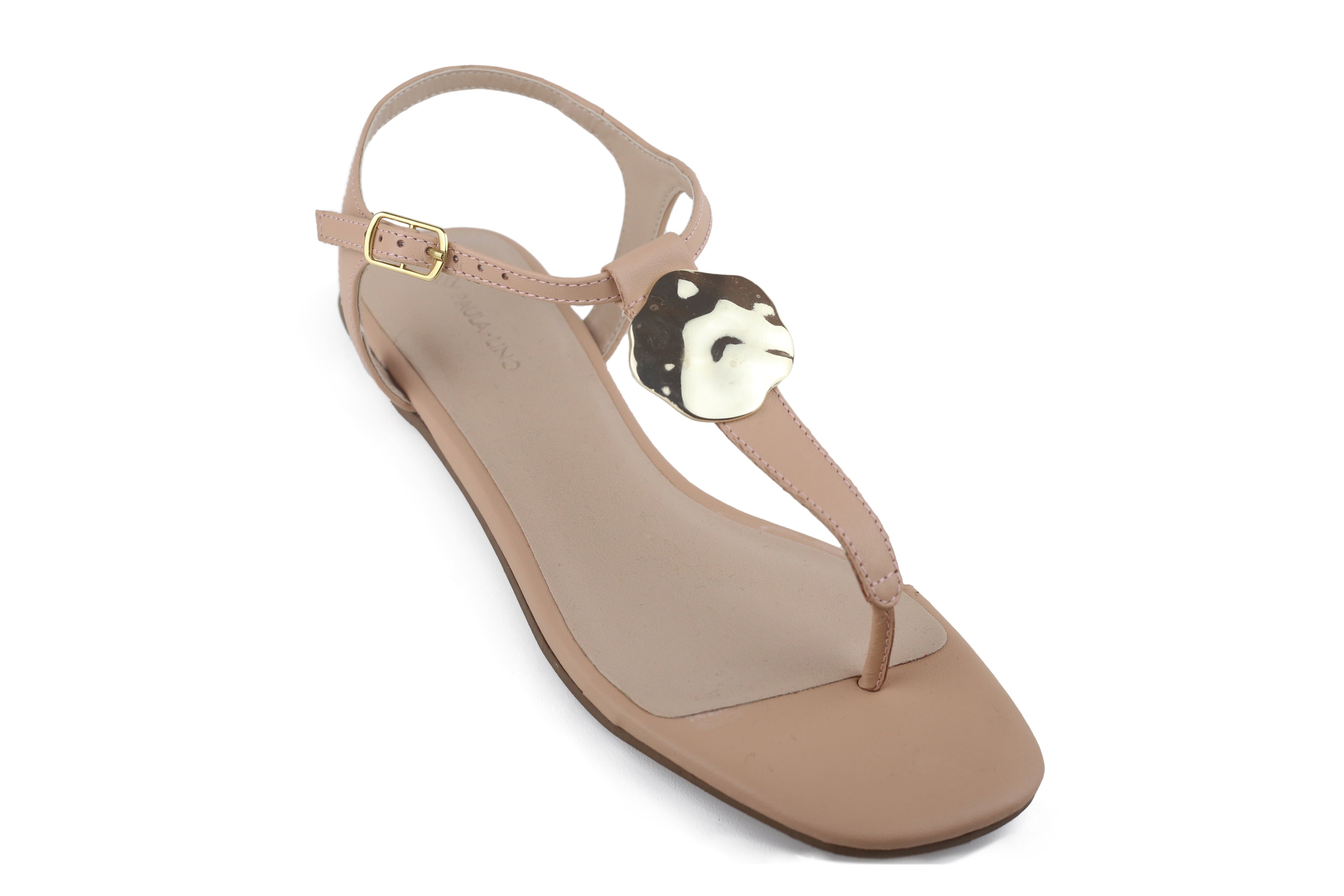 Rasteira Maria Salto Baixo Bege