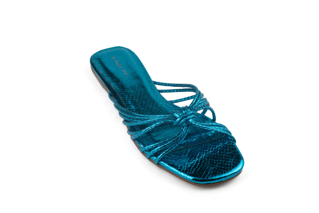 Rasteira Mommy Salto Baixo Azul