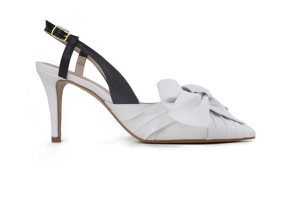 Scarpin Beta Salto Médio Preto E Branco