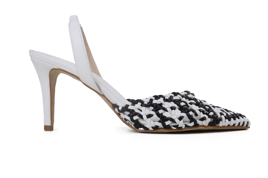 Scarpin Izabel Salto Médio Preto E Branco